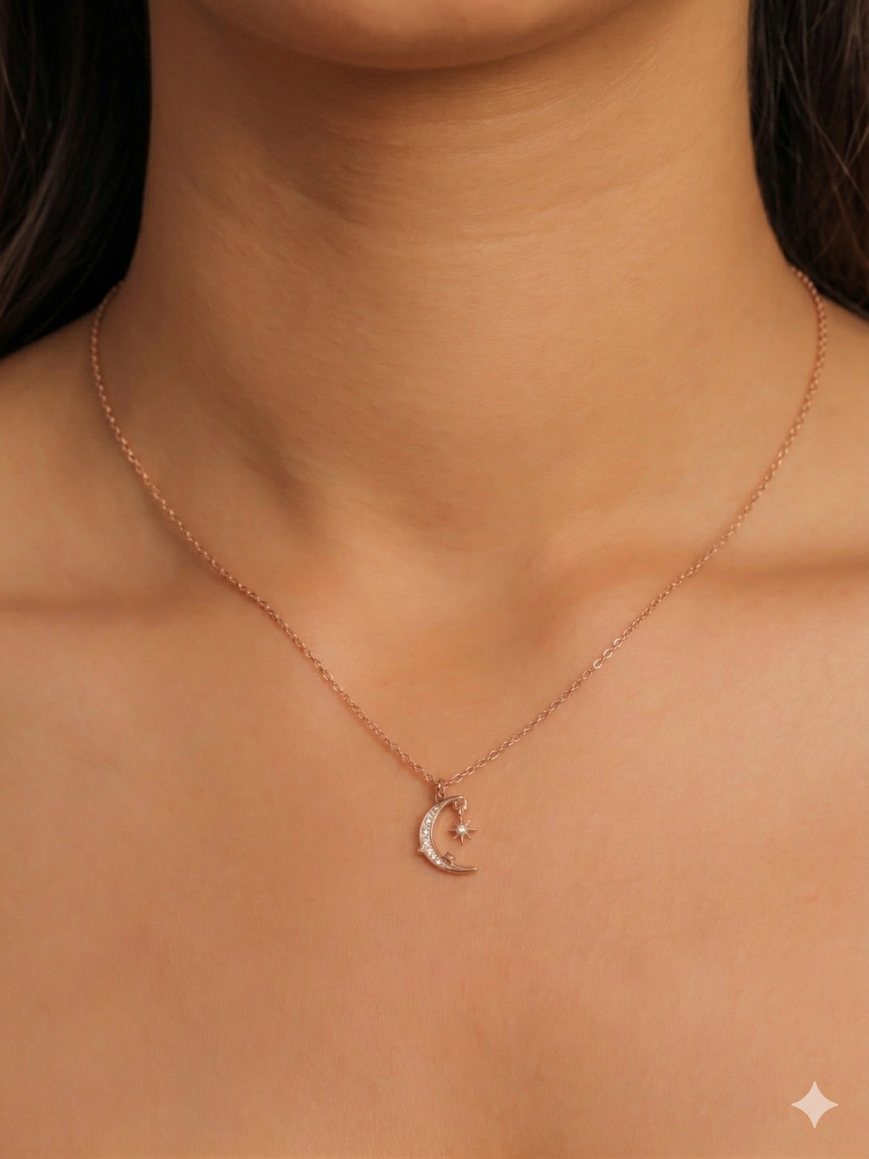 Minimal Moon & Star Necklace