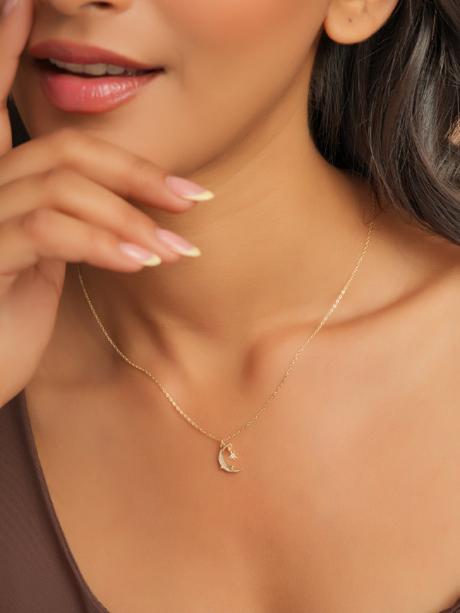 Minimal Moon & Star Necklace