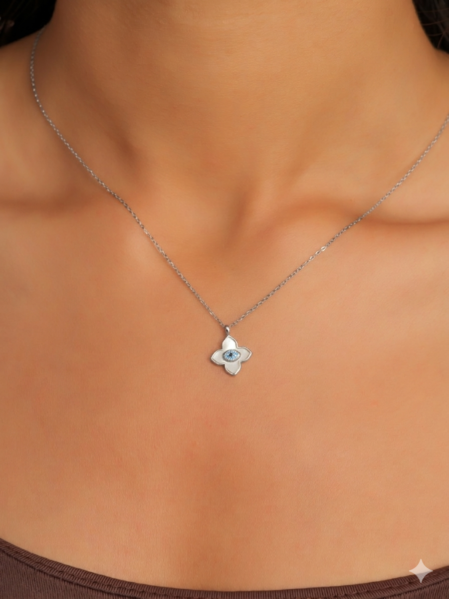 Floral Evil Eye Necklace