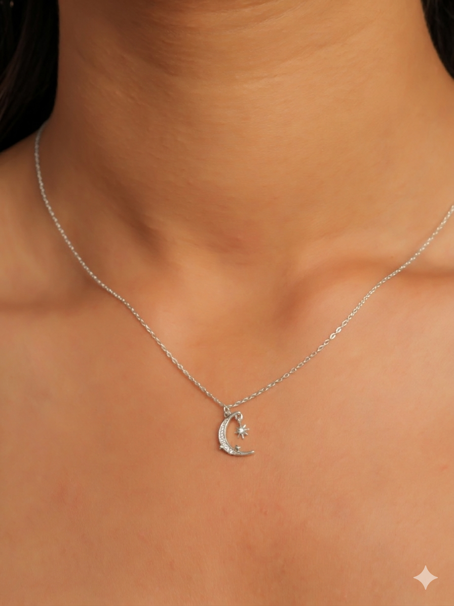 Minimal Moon & Star Necklace