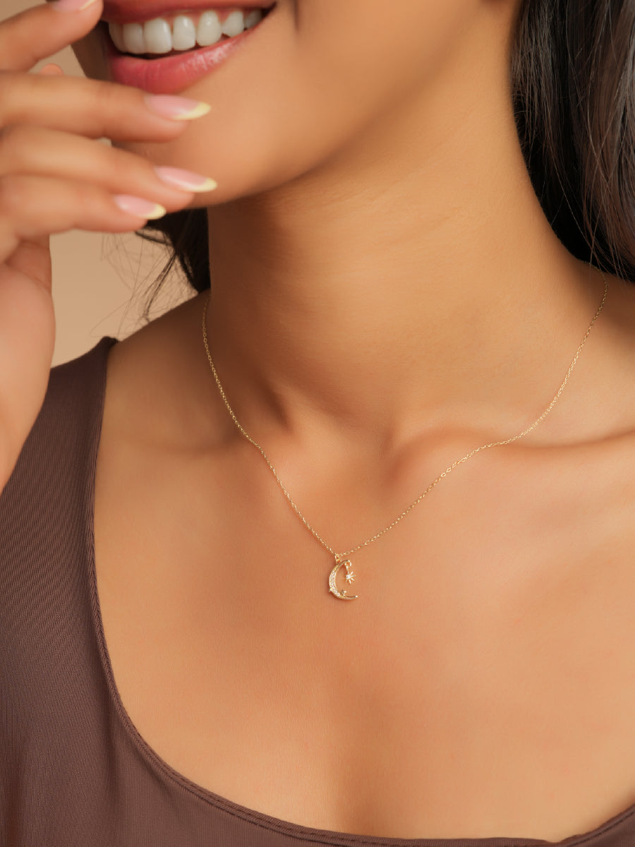 Minimal Moon & Star Necklace
