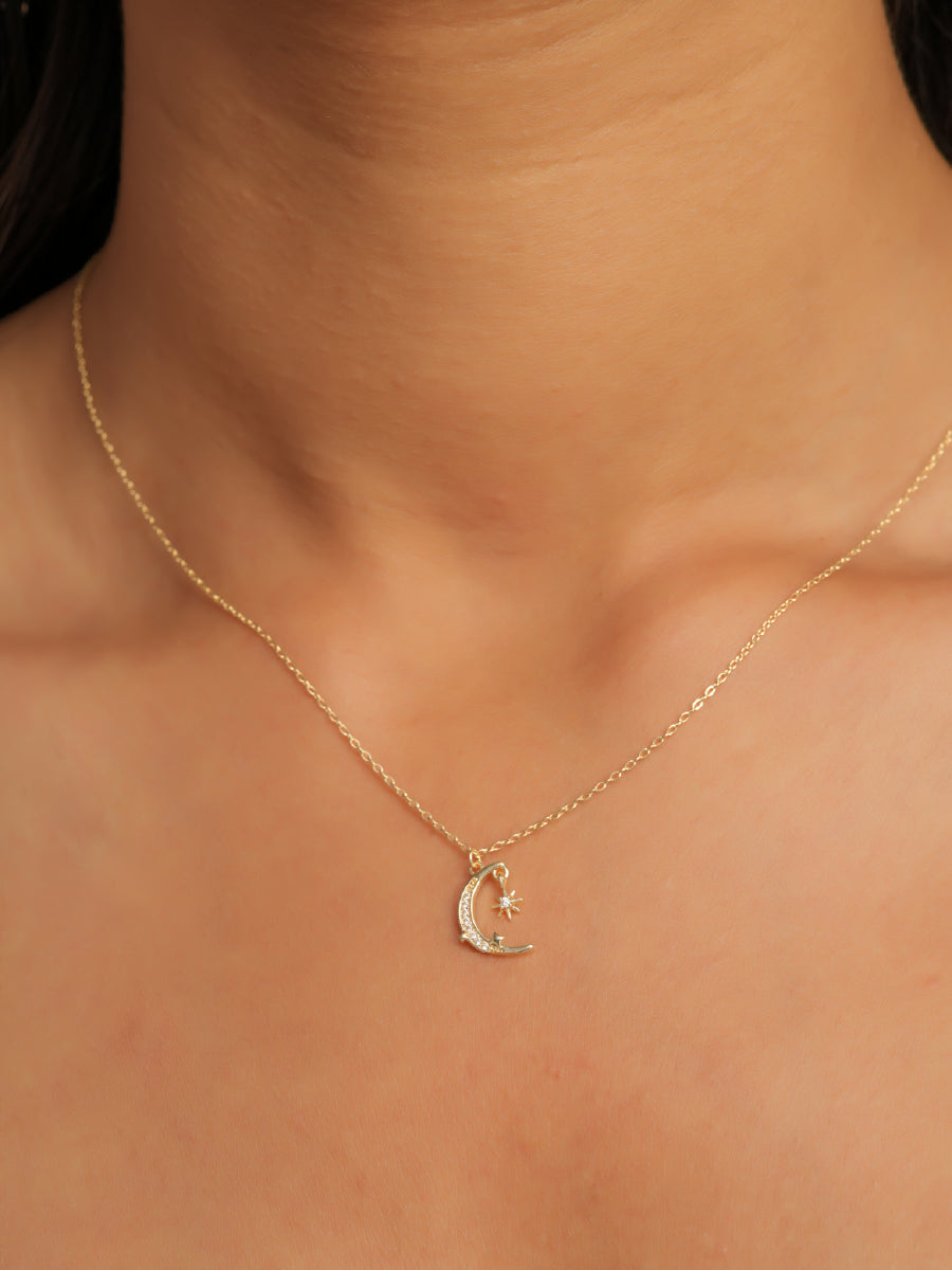 Minimal Moon & Star Necklace